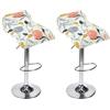 uyeoco Stampato Coprisedile per Sedia da Cucina da Bar Senza Schienale 4/2/1 Pezzi, Copri Fodera Sgabello da Bar Quadrato Elasticizzato(#15,2PCS)