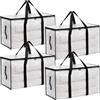 YIYAXIN 4Pcs Borsa Trasparente Portaoggetti Grande 95L con Cerniere e Manici, Scatole Trasloco Scatola Vestiti Impermeabile, Contenitore Scatoloni Sacchetti Pieghevole per Armadio, Contenitori Sottoletto