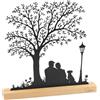 BlueXP Figura Decorativa Nonni in Metallo Scena Toccante con Nonna & Nonno sotto l'albero con Cane & lanterna Decorazione Primaverile per Soggiorno Camera & Davanzale Idea Regalo per la Famiglia