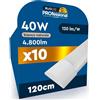 Eurocali 10 Plafoniere Tubo LED Lineari da Soffitto 120cm 40W Chip CREE 4800 lumen Garanzia 6 Anni - Luce Naturale 4000K - Lampada Rettangolare Prismatica da Interno Negozi Uffici Alta Luminosità 120 lm/W
