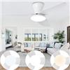 Lrenjon Ventilatore Da Soffitto Con Luce E Telecomando Silenzioso,6 Velocità Timer, 100cm Lampadario Con Ventilatore Da Soffitto Moderno，Regolabili, Per Il Soggiorno, La Sala Da Pranzo E La Cucina Bianco