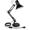 YASTA Lampada da Scrivania 2 in 1 con Base e Morsetto Colore Nero, Braccio Flessibile Snodabile, Attacco E27 Standard, Lampada da Tavolo per Studio, Ufficio, Lavoro, Lettura e Disegno, Design Moderno