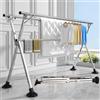 AHKFUL Stendino da Esterno Resistente Grande, Stendibiancheria Allungabile Acciaio Inox, Stendibiancheria Acciaio da Pavimento con Rotelle, per Interno/Esterno,B,240cm
