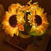 Azazaza Lampada da tavolo a forma di girasoli, 3 teste con 27 LED, dimmerabile, luce notturna, ricaricabile tramite USB, con base, per camera da letto, soggiorno, scrivania, luce calda