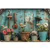 Formeyart Targa in metallo con fiori, bouquet botanico, vintage, per stile rustico francese, bagno, giardino, fattoria, caffè, decorazione da parete, idea regalo per donne, 20 x 30 cm (fiori 5)