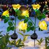 XVZ Luci Solari Giardino Esterno, fiore di rosa più grande e ampio pannello solare LED Lampada Solare da Esterno impermeabile, decorazione per giardino, prato, terrazza, Nozze, Festa (giallo)