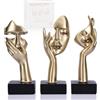 oliruim Set di 3 statue grandi pensatori, arte astratta nera, per soggiorno, camera da letto, scaffali, scrivania dell'ufficio, tavolino da caffè, regalo per donne (3 pezzi, nero dorato, 22,9 cm)