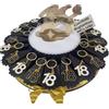 Generico Torta di bomboniere diciottesimo oro e nero portachiavi in metallo oro e numero 18 bianco e nero, confetti, bigliettini (bomboniere 20 fette 1 piano)