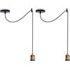 LEDSone Kit lampada da soffitto a forma di ragno industriale vintage, lampadario regolabile in tessuto da 2 m, kit lampada a sospensione a 3 core (Ottone giallo, confezione da 2)