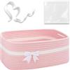 FARYODI Cesto portaoggetti vuoto, in cotone, per asciugamani, snack, cestino intrecciato, per la cameretta dei bambini, 34 x 25 x 15 cm (rosa)