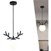 Chao Zan Lampadario Soggiorno Moderno Dorato Cervi Corno Lampadario a Sospensione Cucina Metallo Lampada A Sospensione Luci pendente lampada da soffitto Sala Da Pranzo vetro E27 palla Plafoniera (nero)
