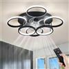 Qiaomao Ventilatore da Soffitto Nero 65cm, 75W Dimmerabile Lampadario Con Telecomando APP, 6 Marce Plafoniera per Camera da Letto e Soggiorno