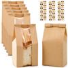 HMCEY 30 PCS Sacchetti di Carta per Alimenti 30 X 12 X 9 CM,Sacchetti Carta Pane con Finestra,HMCEY Buste Imballaggio per Toast con Etichette Adesive,Sacchettini per Confezioni Regalo per Dolci, Biscotti
