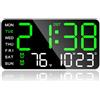 ALEENFOON Orologio da Parete Digitale da 10 Pollici con Data, Giorno Della Settimana, Temperatura, Doppia Sveglia e Luminosità Regolabile Orologio Digitale da Parete per Casa,Ufficio (Verde)