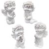 Logbuch-Verlag Angeli IGOR con croce, set 4 pezzi: statuette angioletti decorativi bianchi in resina, soprammobili commemorativi piccoli, figure simboliche per cimitero, lutto, tomba, ricordo e Ognissanti, 7 cm