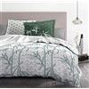 Home Linge Passion | Copripiumino - 3 pezzi | 100% cotone - 57 fili | 2 persone - 240 x 260 cm | ONDINA Bianco Verde