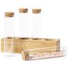 NoTrash2003 Set di spezie e bicchieri, stile provetta per cucina, aromatizzare o usare botanicals per il vostro gin con tappo in sughero su supporto in legno