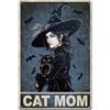 SUPERDANT Black Cats Targa in latta vintage con gatto e mamma con strega e gatto nero, cartello di Halloween per camera da letto, stanza dei giochi, asilo nido, bar, casa, decorazione per feste di