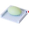 Atelier CréaPons Porta sapone quadrato - Accessori bagno - Made in France - Porta sapone blu - Ideale per saponi di Marsiglia - Accessorio pratico - Supporto saponi antiscivolo (Marmo bianco)