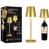 AKITAInk Lampada da Tavolo LED Ricaricabile, Oro, Touch Dimmer, 3 Temperature di Luce, USB-C, IP44