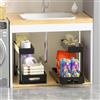 Cinnani Set da 2 Organizer Sottolavello Cucina 2 Livelli,Scaffale Sottolavello Cucina Estraibile,Organizer Sottolavello Forma a L,Multiuso sotto Lavello per Cucina Bagno
