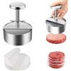 Generic Pressa manuale per carne, pressa per slider, per tortini di hamburger con 100 pezzi di carta per tortini di hamburger - Stampi regolabili per tortini di hamburger, in acciaio inossidabile antiaderente