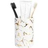XYQXYQ Portaspazzolino da bagno in marmo dorato, porta spazzolino da denti in ceramica bianca e nera, moderno, utilizzato per il piano di lavoro del bagno, decorazione per il bagno in marmo dorato (bianco)