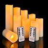 OSHINE Candele LED, Candele batteria (H4 5 6 7 8 9) Set di 9 colonne di cera reale non in plastica Con timer a 10 tasti Timer di controllo 300+ ore (9, avorio)