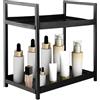 CAAGGMM Organizzatore per Il Bagno, 2 Livelli 30 X 30 X 17 Cm Organizzatore Struttura in Acciaio al Carbonio, Profumi Organizzatores per Il Piano del Bagno Rettangolare, per Camera da Letto, Cucina, Nero