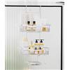 JOLY FANG Mensola Doccia da Appendere, Porta Shampoo Doccia da Appendere con Supporto per il Sapone, per Porta Bagno in Vetro, Organizer da bagno (Bianco)