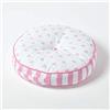 HOMESCAPES Cuscino da pavimento rotondo per bambini, motivo: cuori, diametro 43 cm, colore: rosa e bianco