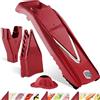 Börner Affettaverdure V5 (Set Iniziale) - Mandolina a V per Fette, Bastoncini & Cubetti di varie dimensioni - Tagliaverdure Regolabile con Lama a V in Acciaio Inox - Colore: Rosso