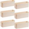 EURXLQ 6 Cestini Portaoggetti Plastica Scatole Organizer con Manici 28 cm,Contenitori per Armadio,Contenitore Plastica,Organizer Portaoggetti per Cucina Bagno Cosmetici,28 x 10 x 11 cm (Beige)