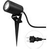 JNR Faretti da Giardino con picchetto da giardino e Spina,Nero | Acciaio Inossidabile Faretti IP65 Impermeabile, con Cavo da 2 M e Spina, 230V GU10 5W 3000K LED Lampadina Inclusa