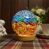 HyDlan Lampada da comodino in vetro patchwork (15,5 x 12,5 cm), collegamento di alimentazione USB, lampada da scrivania, decorazione moderna, per camera da letto, soggiorno, (mediterraneo, blu