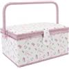 Oreilet Cestino da Cucire, Scatola per Cucire in Tessuto con Vassoio Rimovibile, Organizzatore Forniture per Cucire e Portaoggetti Kit da Cucito Portatile Scatola Ricamo Pieno Cesto Cucito
