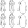 Beebeecraft 1 Scatola 36 Pezzi Connettori per Orecchini A Clip 925 componenti per Orecchini A Clip Non Forati Intercambiabili in Argento Sterling con Anello Aperto e Parte Posteriore Piatta Creazione