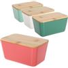 com-four® 4x contenitore per alimenti con coperchio in bambù | contenitori in plastica per alimenti - cosmetici e piccoli oggetti - ideale per pasta - caffè - zucchero o farina