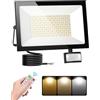 Litglobe 150W Faretto LED da Esterno con Sensore di Movimento,3000K/4500K/6500K Faretti LED da Esterno con Telecomando,15000LM Super Luminoso Faro,IP66 Impermeabile per Garage Cortile Giardino