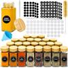 FAMKEEP Barattoli Spezie,24pcs Barattoli Portaspezie Quadrato,Vasetti Portaspezie Vetro con Coperchi in Legna,Contenitori Spezie per Cucina con Setaccio,Etichette,Spazzola, Lmbuto