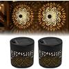 Dongcill 2 Luci solari Mandala, Luci solari Mandala, Lampade solari per uso esterno, Luci da giardino a LED in metallo per decorare giardini, patii, campeggio, cortili e balconi