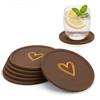 Ksriylm Set di 6 sottobicchieri rotondi in silicone, motivo minimalista a forma di cuore, antiscivolo, anti-trabocco, decorazione da tavolo e protezione per tazze da caffè, vino, bicchieri, casa e bar