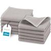 ZOLLNER 10 Lavette - asciugamani da viso e mani 30x30 cm - Cotone - Qualità alberghiera - Teli doccia lunga durata - design in piquè - lavabile a 95°C - con pratico gancetto - grigio