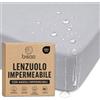 Bisoo Il Lenzuolo Magico - Lenzuola Lettino Neonato 60x125 con Angoli e Completamente Impermeabile 2in1: Lenzuolo in Cotone Jersey + Coprimaterasso per Culla - Traspirante e OekoTex (125x60 Grigio)