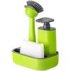 Avilia Set da Cucina Verde con Porta Spugna, Dispenser di Sapone per i Piatti e Spazzola - Ideale per Organizzare e Ordinare il Tuo Lavello - Realizzato in Materiali Resistente e Durevoli