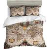 HNHDDZ Set Copripiumino Mappa del Mondo Vintage Stampa Set Biancheria da Letto per Bambini Ragazzo Ragazza Copripiumino con Federa (Stile 1,155x220 cm)