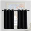 PONY DANCE Tende Corte Oscuranti Termiche da Interno per Camera da Letto | per Cucina, per Finestre Piccole, con Anelli, per Interni, Blackout, Privacy, Anti-UV, 2 Pezzi L 90 x A 100 CM, Nero