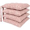 HAPPYRELAX Cuscini Sedie Cucina Set da 4 o 6, Cuscini per Sedie, 40x40 cm, Coprisedia con Laccetti, 100% Cotone, Copri Sedia da Cucina Trapuntati al Centro, Made in Italy (4 Rosa Fiori)