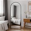 BLSYHDH Specchio da Tavolo 180x80, Grande Specchio da Parete con Base Specchio Completo Ad Arco Specchio da Pavimento con Cornice in Alluminio Nero Specchio da Muro Lungo per Bagno Camera Corridoio