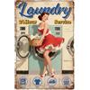 WADORN Targa in metallo vintage con scritta Pin Up Girl Laundry , 30 x 20 cm, con scritta in lingua inglese Women Launness, divertente, decorazione per servizio 24 ore, per ristorante, garage, bar